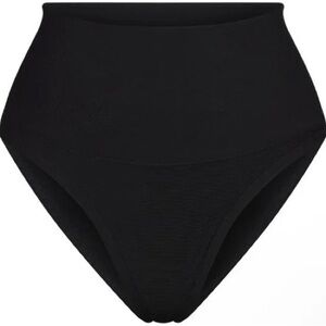SKIMS Knit High-Waist Swim Bottom in Black